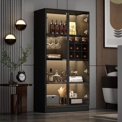 Tủ Rượu Phòng Khách Cánh Kính Cao Cấp T-5338