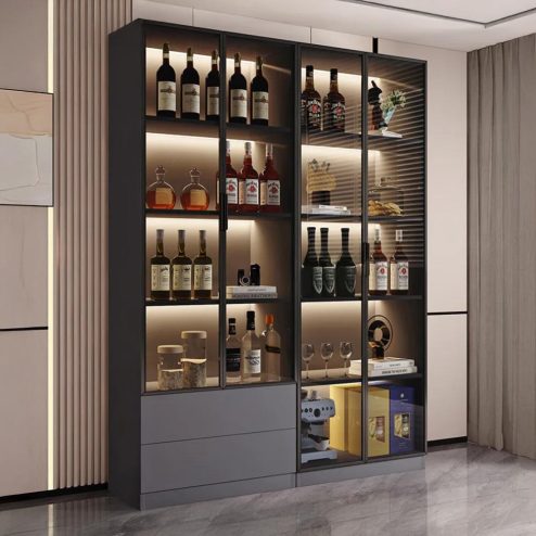 Tủ Rượu Phòng Khách Cánh Kính Sang Trọng T-5353