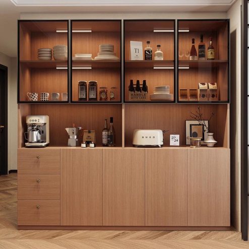 Tủ Sách Đẹp Cửa Kính Sang Trọng T-5453