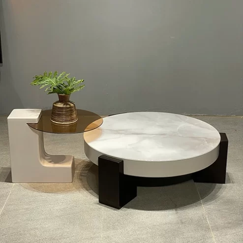 Bàn sofa tròn mặt đá cẩm thạch B-2921 An Phát Home