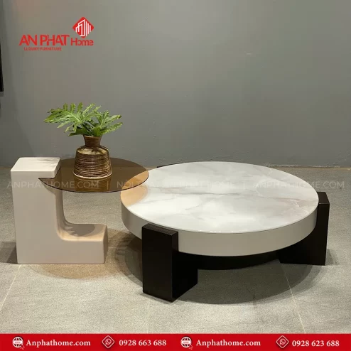 Bàn sofa tròn mặt đá cẩm thạch B-2921 An Phát Home