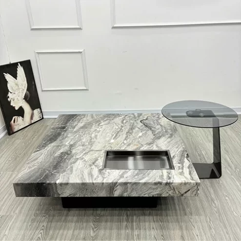 Bàn trà đôi mặt đá cẩm thạch đẹp hiện đại B-3044 An Phát Home