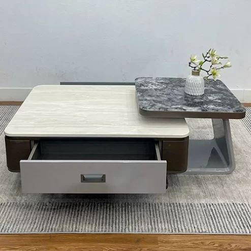 Bàn trà đôi mặt đá cẩm thạch nhập khẩu B-2967 An Phát Home