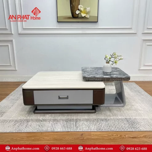 Bàn trà đôi mặt đá cẩm thạch nhập khẩu B-2967 An Phát Home