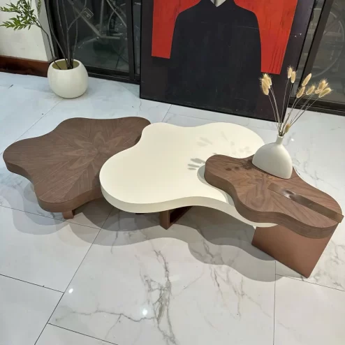 Bàn trà đôi mặt gỗ veneer nhập khẩu đẹp B-3032 An Phát Home