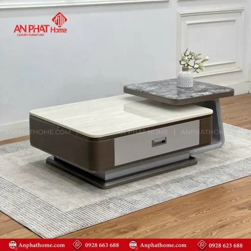 Bàn trà đôi vuông mặt đá nhập khẩu B-3045 An Phát Home