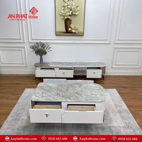 Mẫu bàn trà mặt đá cao cấp