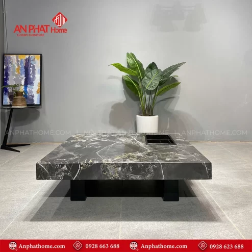 Bàn trà mặt đá Cẩm Thạch xám đen B-2927 An Phát Home