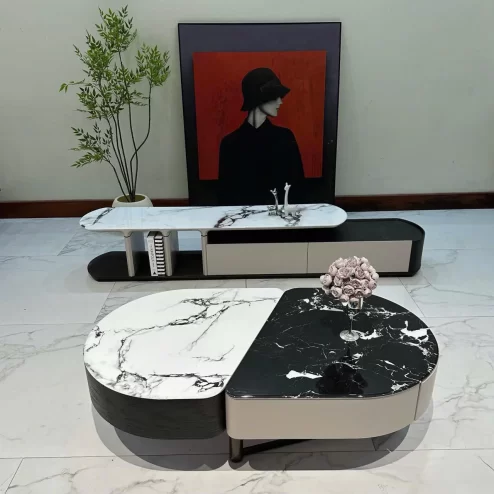 Bàn trà mặt đá cẩm thạch sang trọng hiện đại B-3038 An Phát Home