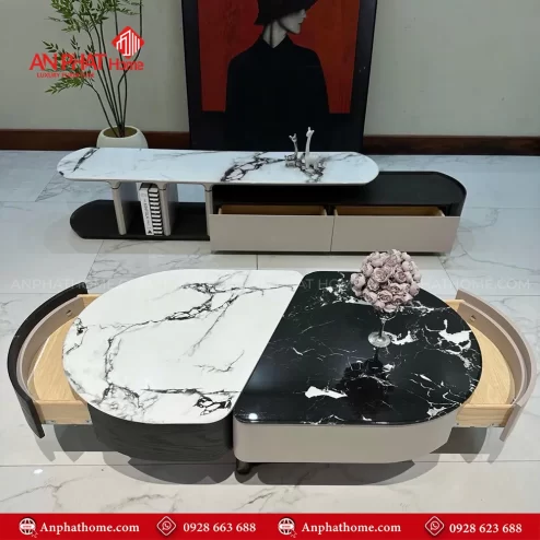 Bàn trà mặt đá cẩm thạch sang trọng hiện đại B-3038 An Phát Home
