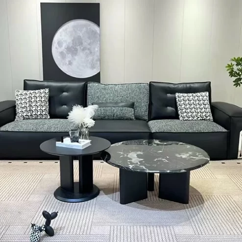 Bàn trà mặt đá cẩm thạch tròn nhập khẩu B-3011 An Phát Home