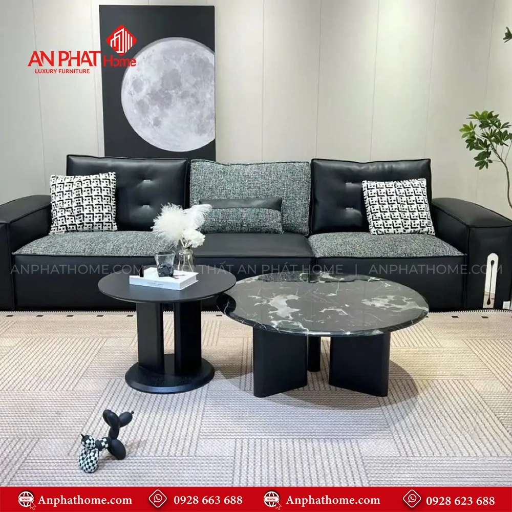 Bàn trà mặt đá cẩm thạch tròn nhập khẩu B-3011 9 Bàn trà mặt đá cẩm thạch tròn nhập khẩu B-3011 An Phát Home