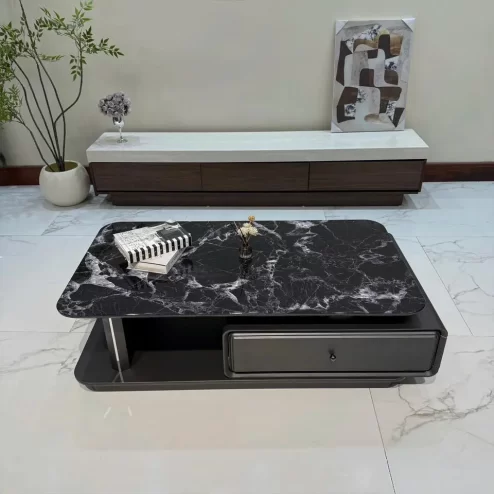 Bàn trà mặt đá chữ nhật có ngăn kéo nhập khẩu B-3024 An Phát Home