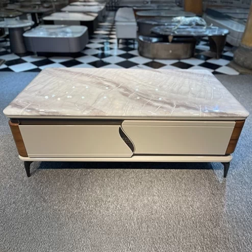 Bàn trà mặt đá chữ nhật nhập khẩu thiết kế thanh lịch B-3042 An Phát Home