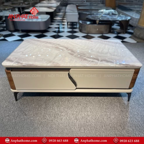 Bàn trà mặt đá chữ nhật nhập khẩu thiết kế thanh lịch B-3042 An Phát Home