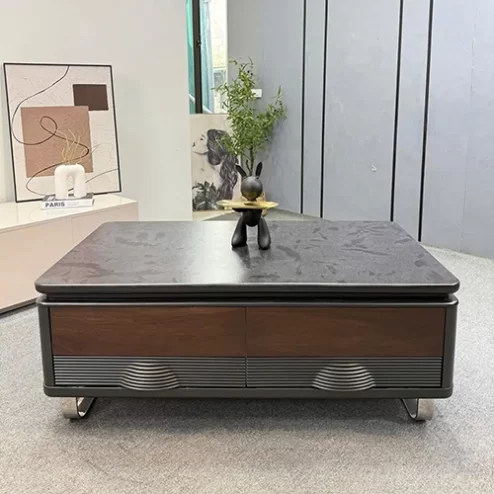 Bàn trà mặt đá đen kết hợp gỗ MDF cao cấp B-2977 An Phát Home