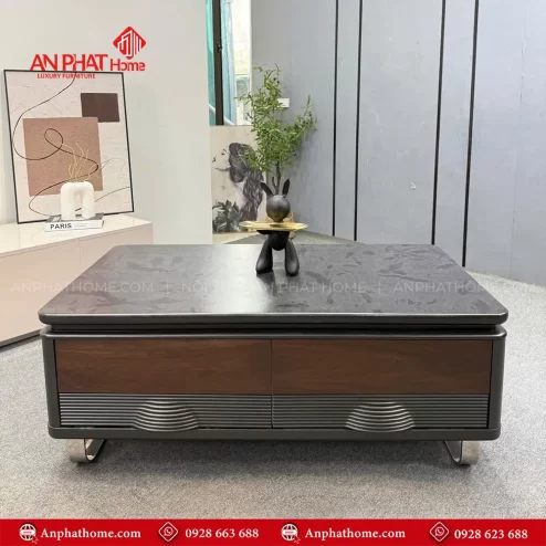 Bàn trà mặt đá đen kết hợp gỗ MDF cao cấp B-2977 An Phát Home