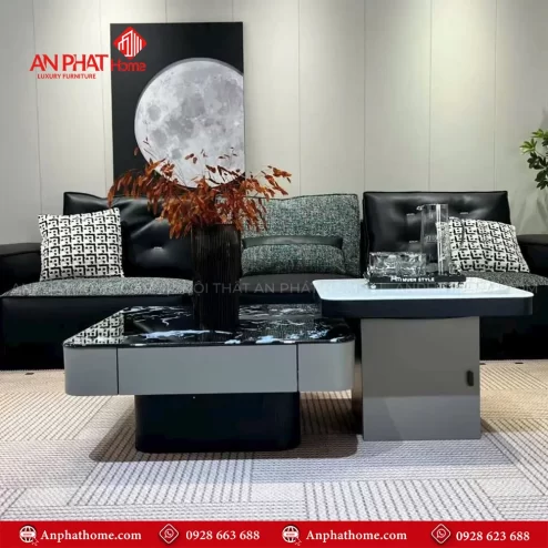 Bàn trà mặt đá đôi có ngăn kéo sang trọng B-3025 An Phát Home