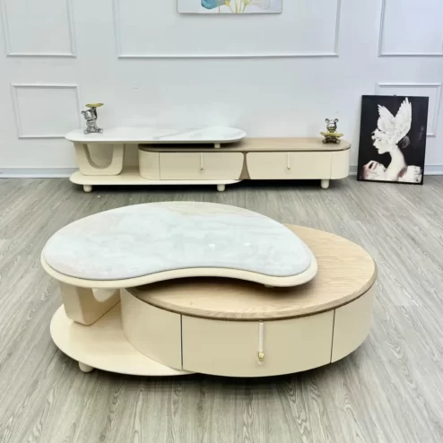 Bàn trà mặt đá hình elip độc đáo B-2932 An Phát Home