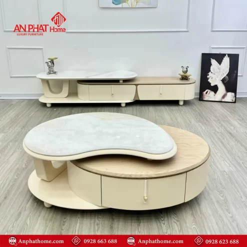 Bàn trà mặt đá hình elip độc đáo B-2932 An Phát Home