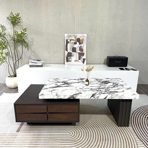 Bàn trà mặt đá phối gỗ thời thượng B-2974 An Phát Home
