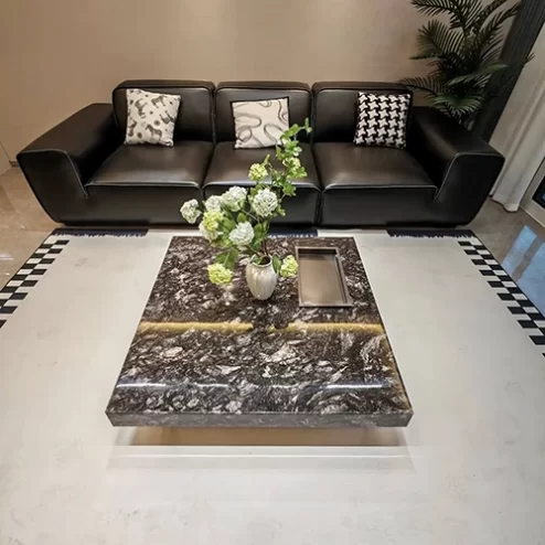 Bàn trà mặt đá tự nhiên vuông độc đáo B-3013 An Phát Home