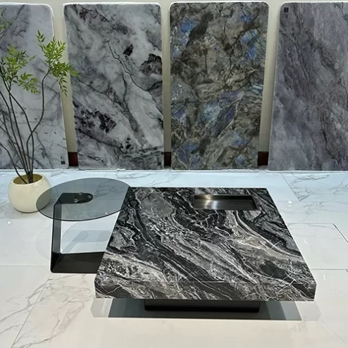 Bàn trà mặt đá vuông phối bàn phụ sang trọng B-3009 An Phát Home