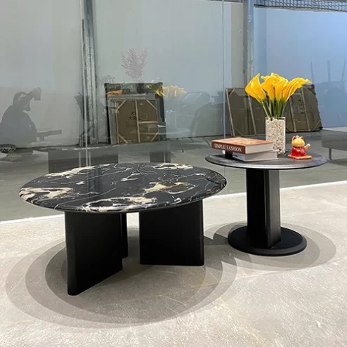 Bàn trà tròn đôi mặt đá nhập khẩu B-2944 An Phát Home