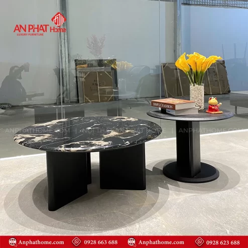 Bàn trà tròn đôi mặt đá nhập khẩu B-2944 An Phát Home