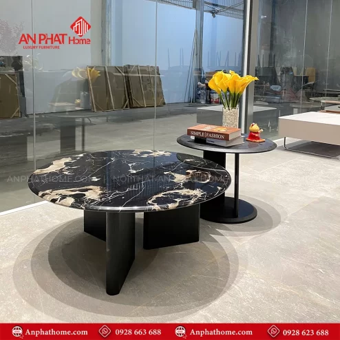 Bàn tròn đôi mặt đá cẩm thạch