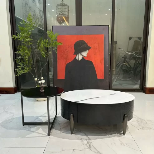 Bàn trà tròn đôi mặt đá sang trọng nhập khẩu B-3017 An Phát Home