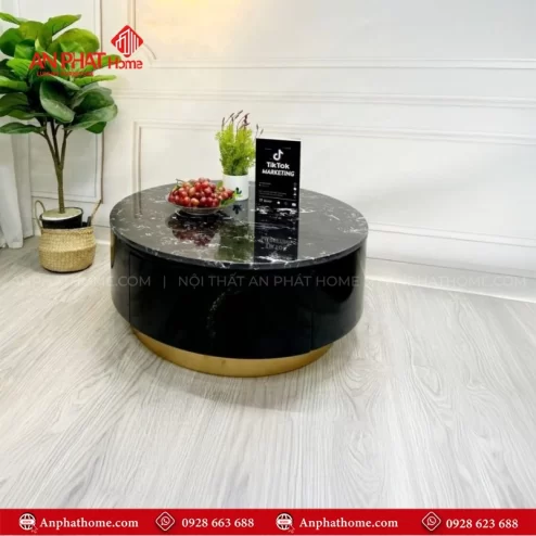 Bàn trà tròn mặt đá Ceramic nhập khẩu B-2985 An Phát Home