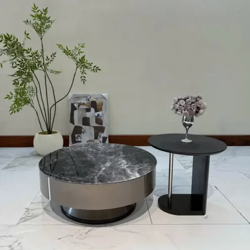 Bàn trà tròn mặt đá sang trọng đẹp hiện đại B-3027 An Phát Home
