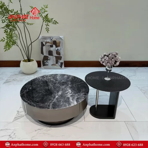 Bàn trà tròn mặt đá sang trọng đẹp hiện đại B-3027 An Phát Home