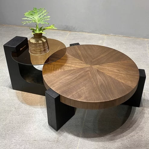 Bàn trà tròn mặt gỗ đẹp hiện đại B-2919 An Phát Home