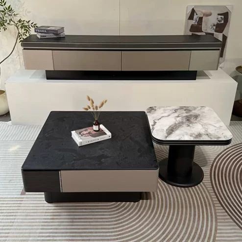 Bàn trà vuông mặt đá thanh lịch B-2972 An Phát Home