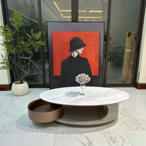 Bàn trà xoay 360 độ mặt đá nhập khẩu hiện đại B-3037 An Phát Home