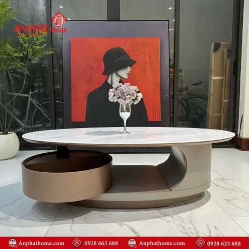 Bàn trà xoay 360 độ mặt đá nhập khẩu hiện đại B-3037 An Phát Home
