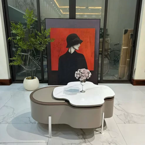 Bàn trà xoay thiết kế hình hoa đẹp mắt B-2991 An Phát Home