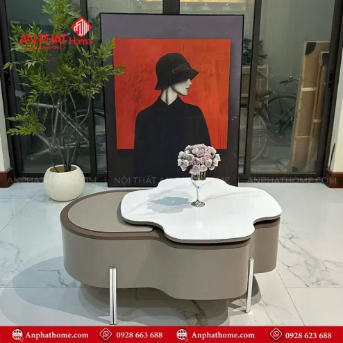 Bàn trà xoay thiết kế hình hoa đẹp mắt B-2991 An Phát Home