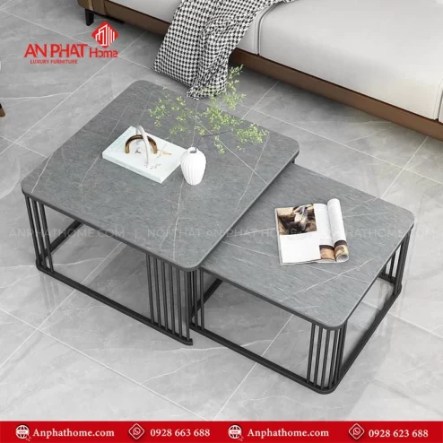 Bộ bàn trà mặt đá vuông bo góc hiện đại B-3041 An Phát Home
