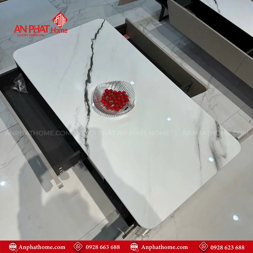 Bộ bàn trà tủ kệ tivi mặt đá nhập khẩu B-3003 14 Bàn sofa phòng khách giá rẻ