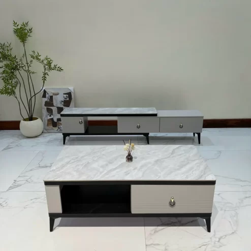 Bộ tủ kệ tivi bàn trà mặt đá cao cấp nhập khẩu B-3001 An Phát Home