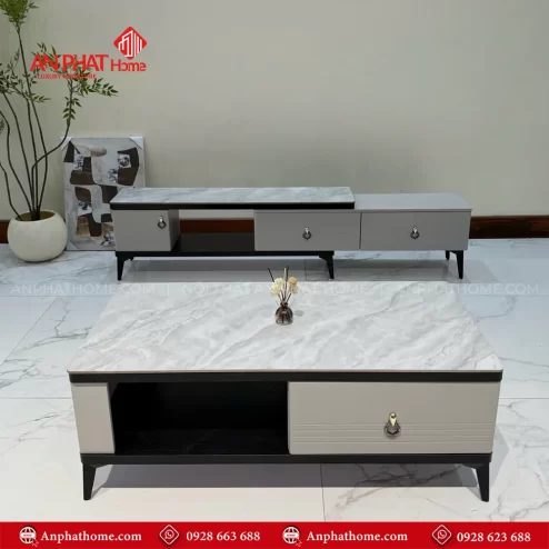 Bộ tủ kệ tivi bàn trà mặt đá cao cấp nhập khẩu B-3001 An Phát Home