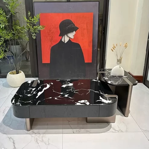 Combo bàn trà kệ tivi mặt đá cẩm thạch cao cấp B-2992 An Phát Home