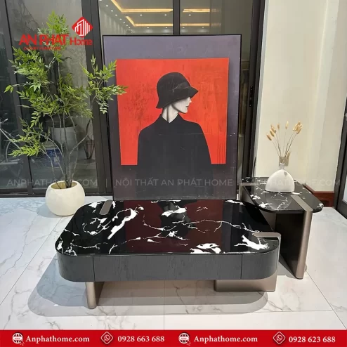 Combo bàn trà kệ tivi mặt đá cẩm thạch cao cấp B-2992 An Phát Home