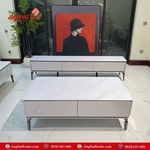 Combo ban tra tu ke tivi mat da Ceramic nhap khau B 2998 3