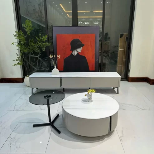 Combo bàn trà tủ kệ tivi mặt đá cao cấp B-2997 An Phát Home