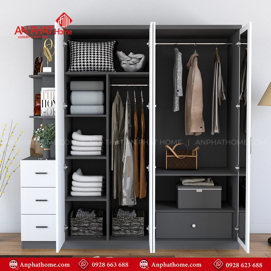 Mẫu tủ đựng quần áo gỗ công nghiệp cao cấp TA-701 12 Mẫu tủ quần áo trong phòng ngủ hiện đại