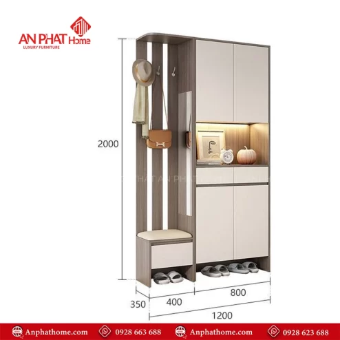 Tủ đựng giầy dép kèm tủ để đồ tiện dụng